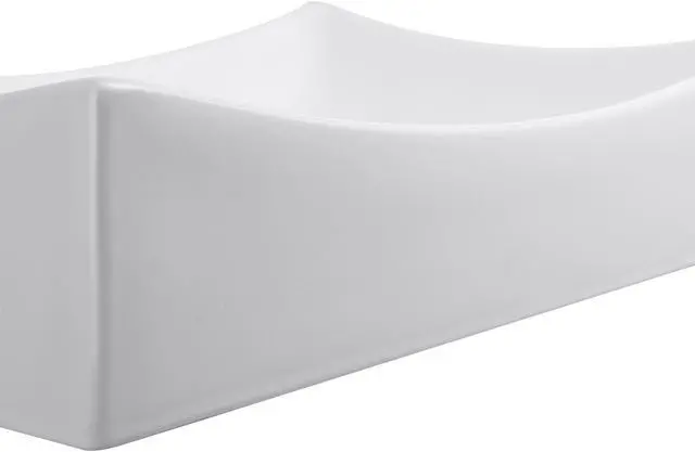 Alt view image 7 of 7 - Aquaterior 26"Lx15-5/8"Wx5-1/3"H Rectangle White Porcelain Ceramic Bathroom Sink w/ Free Chrome Drain