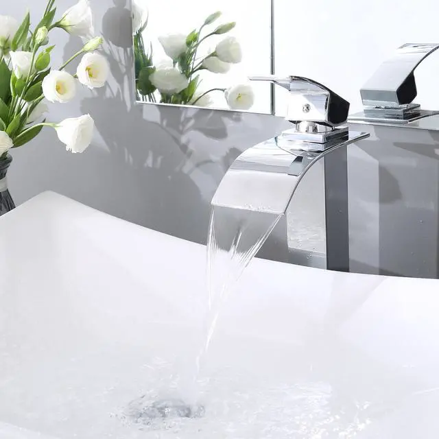 Alt view image 7 of 7 - Aquaterior Waterfall Faucet Above Counter Sink Set Ceramic Bathroom Basin Hotel