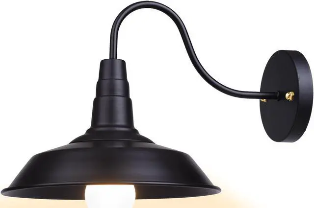 Alt view image 2 of 7 - Yescom Retro Vintage Industrial Wall Sconce Gooseneck Barn Light Metal Shade 2 Pack