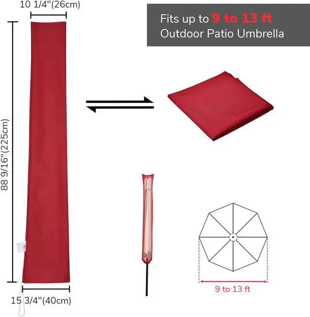 Alt view image 6 of 7 - Yescom Outdoor Patio Umbrella Protective Cover Bag Polyester UV Resistance 9 to 13 Ft