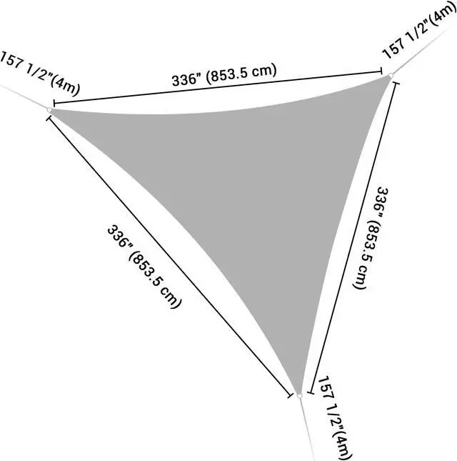 Alt view image 6 of 7 - Yescom 28 Ft 97% UV Block Triangle Sun Shade Sail Heavy Duty Canopy Outdoor Patio Pool