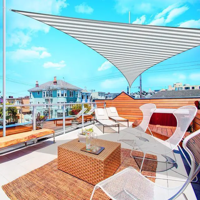 Alt view image 7 of 7 - Yescom 25 Ft 97% UV Block Triangle Sun Shade Sail Heavy Duty Canopy Outdoor Patio Pool