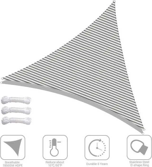 Alt view image 2 of 7 - Yescom 25 Ft 97% UV Block Triangle Sun Shade Sail Heavy Duty Canopy Outdoor Patio Pool
