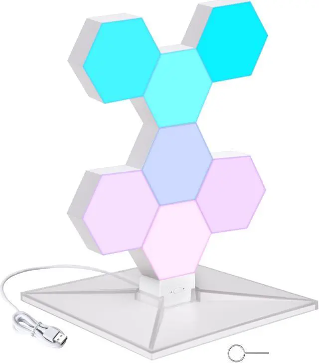 Main image of Yescom 7 Packs Hexagon Smart Light Modular LED Voice Control WIFI Décor Bar Bedroom Gifts