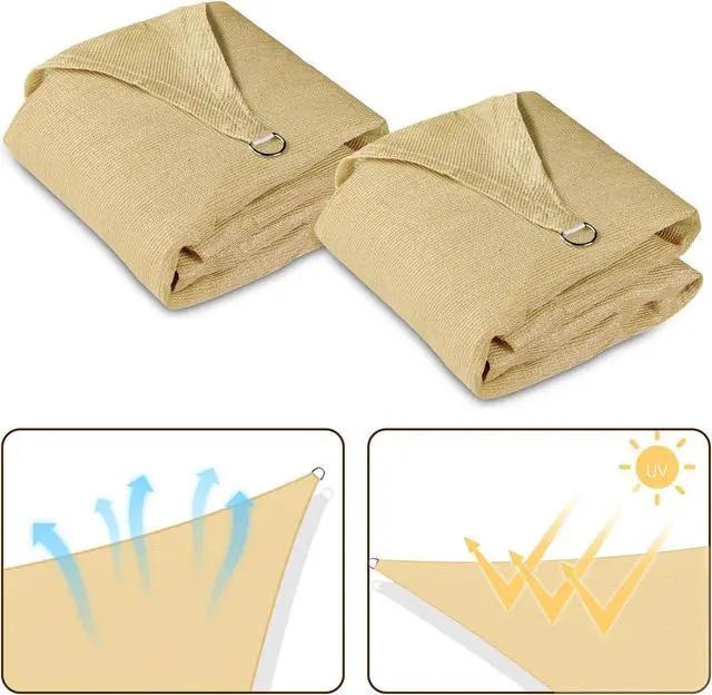 Alt view image 4 of 7 - Yescom 2 Pack 11 Ft 97% UV Block Triangle Sun Shade Sail Canopy Outdoor Pool Lawn Deck