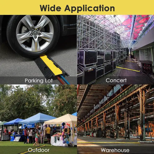 Alt view image 2 of 7 - Yescom Heavy Duty Rubber Cable Drive Over Garden Hose Protector Ramp 1 Channel Floor Cover for Walkway 2 3/8" Height Durable Outdoor 22000 Lbs