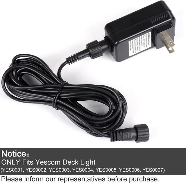 Alt view image 5 of 5 - 12V Transformer Plug &16Ft Wire Cable Power Cord For 5 10 15 LED Deck Light Lamp Only For Yescom Deck Light