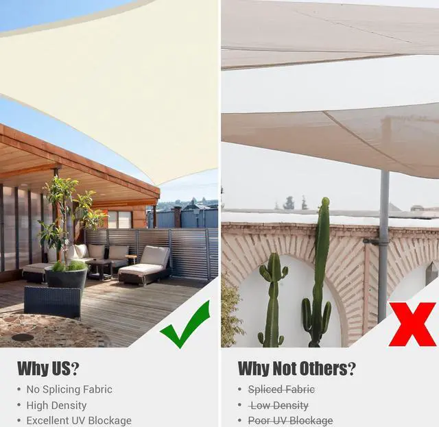 Alt view image 5 of 7 - Yescom 12x12 Ft 97% UV Block Square Sun Shade Sail Heavy Duty HDPE Canopy Patio Yard