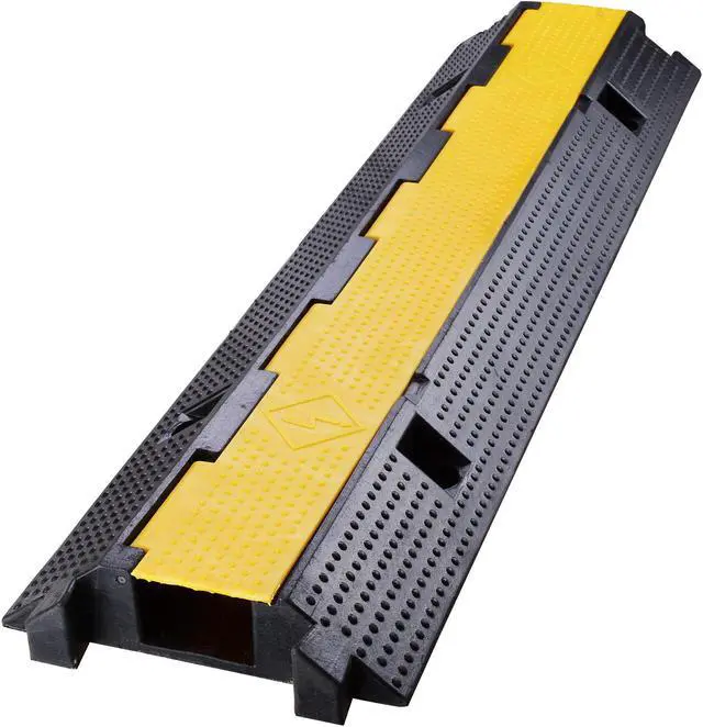 Main image of Yescom Heavy Duty Rubber Cable Drive Over Garden Hose Protector Ramp 1 Channel Floor Cover for Walkway 2 3/8" Height Durable Outdoor 22000 Lbs