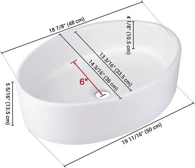 Alt view image 3 of 6 - Aquaterior Oval Porcelain Ceramic Bathroom Vessel Sink Basin with Chrome Drain