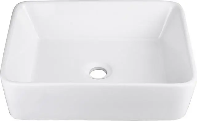 Alt view image 8 of 12 - Aquaterior® 2 Pcs Rectangle Porcelain Above Counter Vessel Vanity Sink Ceramic Wash Basin with Drain