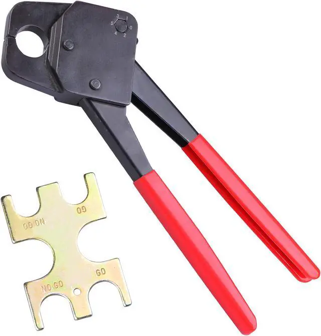 Alt view image 6 of 7 - Yescom 3/4" Pex Crimping Tool Crimper with Go/no Go Gauge for Copper Ring Plumping Crimps - Red