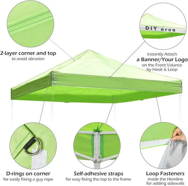 Alt view image 3 of 7 - InstaHibit InstaHibit 9.6x9.6Ft Replacement Pop up Canopy Top UV30+ Outdoor Party Home