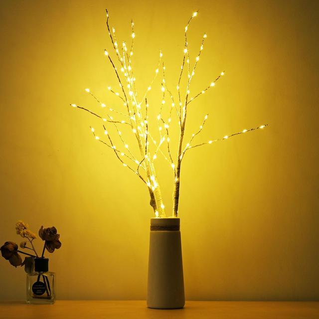 lighted outdoor twig trees with timer