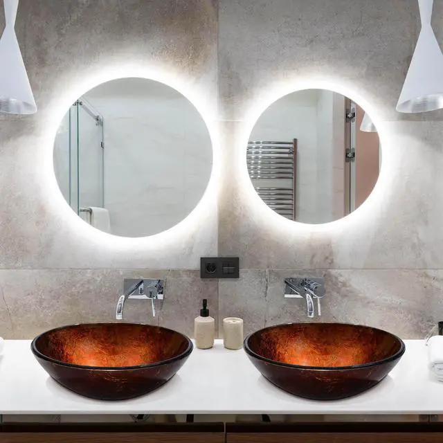 Alt view image 6 of 9 - Aquaterior® 2 Pack Round Tempered Glass Above Counter Vessel Bowl Vanity Sink Bathroom Wash Basin