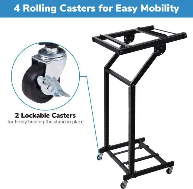 Alt view image 3 of 7 - 16U 19" Rack Mount Mixer Stand Studio Cart Stage Amp Adjustable Stage Party Show