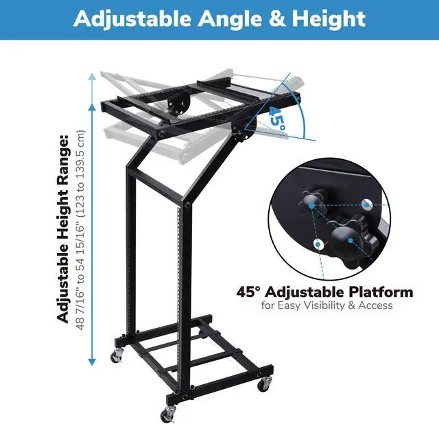 Alt view image 4 of 7 - 16U 19" Rack Mount Mixer Stand Studio Cart Stage Amp Adjustable Stage Party Show