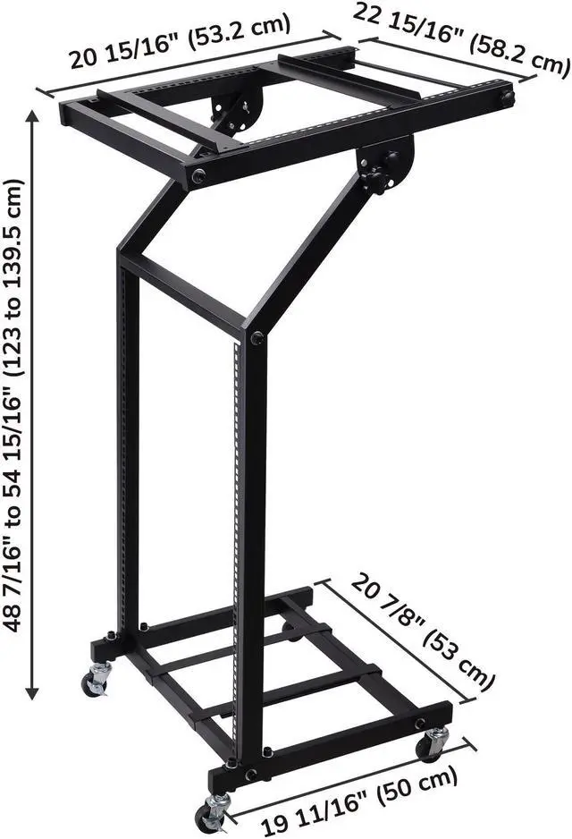 Alt view image 6 of 7 - 16U 19" Rack Mount Mixer Stand Studio Cart Stage Amp Adjustable Stage Party Show