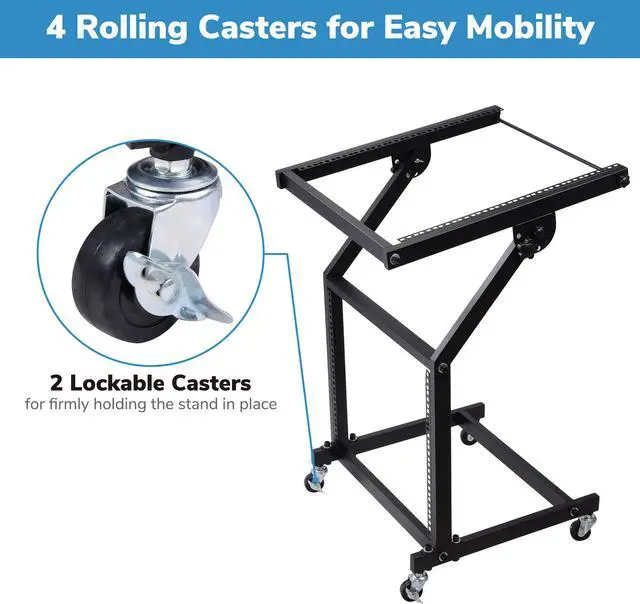 Alt view image 3 of 7 - 9U DJ Mixer Stand Rack Mount Stage Cart Music Equipment Studio Party Show