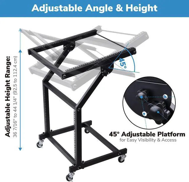 Alt view image 4 of 7 - 9U DJ Mixer Stand Rack Mount Stage Cart Music Equipment Studio Party Show