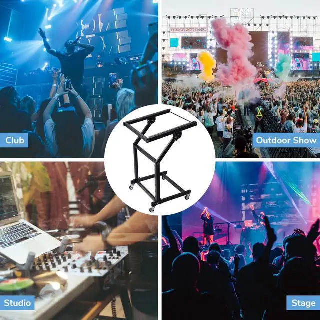 Alt view image 7 of 7 - 9U DJ Mixer Stand Rack Mount Stage Cart Music Equipment Studio Party Show