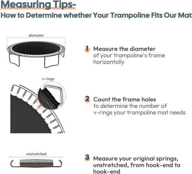 Alt view image 4 of 7 - 12.1' Round Trampoline Mat Replacement w/ 96Ring 8.5" Spring Weatherproof Jumping