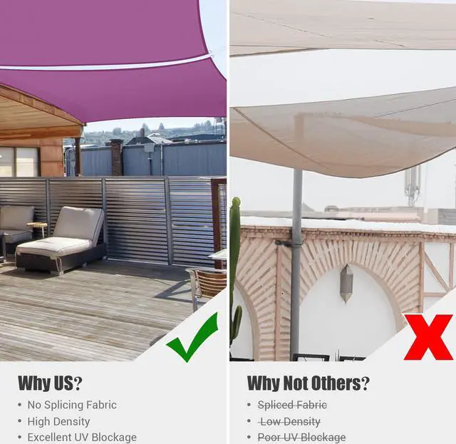 Alt view image 3 of 7 - Yescom 2 Pack 10x10 Ft 97% UV Block Square Sun Shade Sail Canopy Cover Net Outdoor Pool