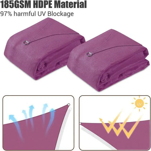 Alt view image 5 of 7 - Yescom 2 Pack 10x10 Ft 97% UV Block Square Sun Shade Sail Canopy Cover Net Outdoor Pool