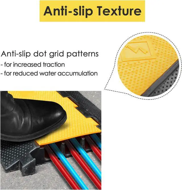 Alt view image 5 of 7 - Yescom 3 Channel Cable Driveway Over Garden Hose Protector Ramp Speed Bump Rubber Protective Wire Cover Cord for Walkway, 44000 Lbs Load Capacity