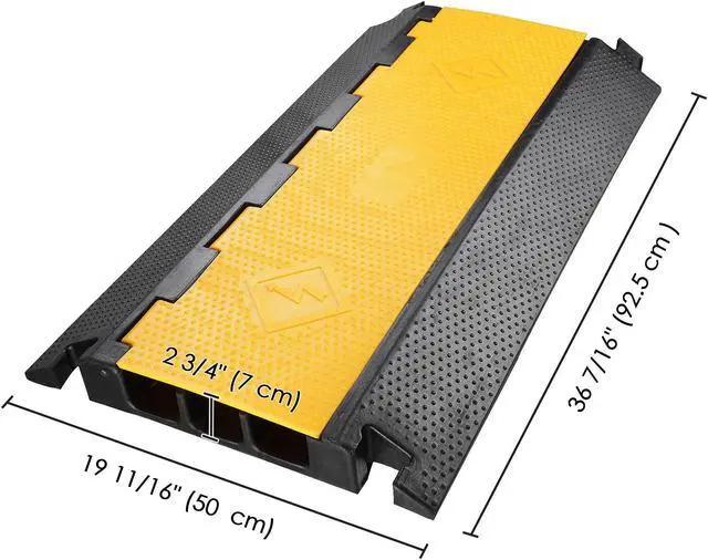 Alt view image 6 of 7 - Yescom 3 Channel Cable Driveway Over Garden Hose Protector Ramp Speed Bump Rubber Protective Wire Cover Cord for Walkway, 44000 Lbs Load Capacity