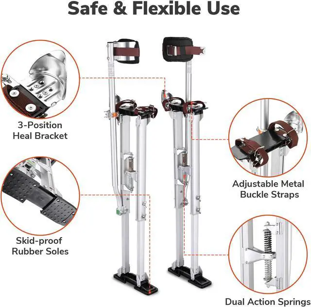 Alt view image 4 of 7 - Yescom Drywall Stilts 36" - 50" Adjustable Aluminum Painting Tool for Ceiling / Sheetrock Taping Parade Costume