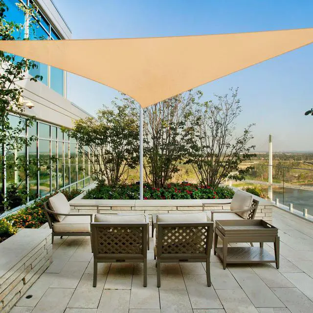 Alt view image 2 of 7 - Yescom 22 Ft 97% UV Block Triangle Sun Shade Sail Canopy Outdoor Patio Pool Cover Net