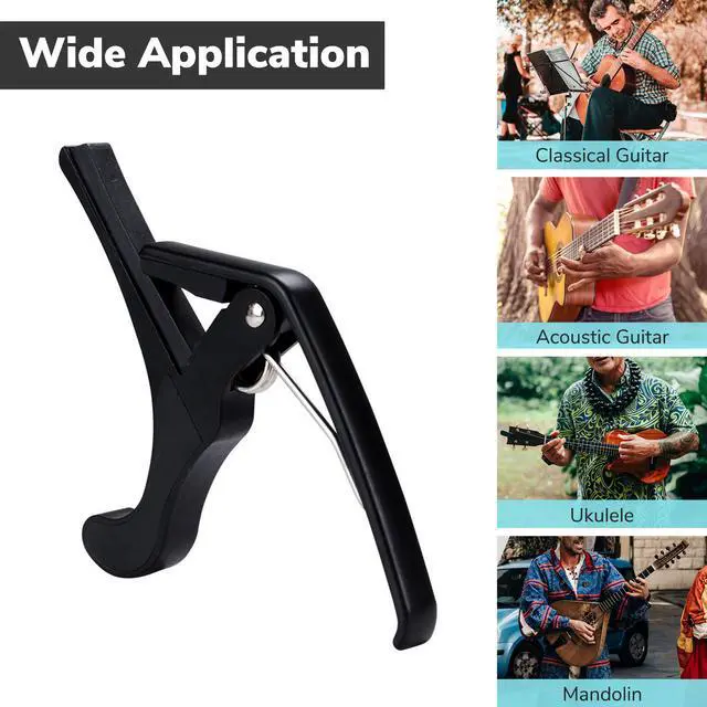 Alt view image 5 of 8 - Clamp Key Trigger Capo For Acoustic Electric Classical Guitar Black
