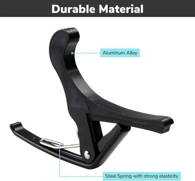 Alt view image 6 of 8 - Clamp Key Trigger Capo For Acoustic Electric Classical Guitar Black