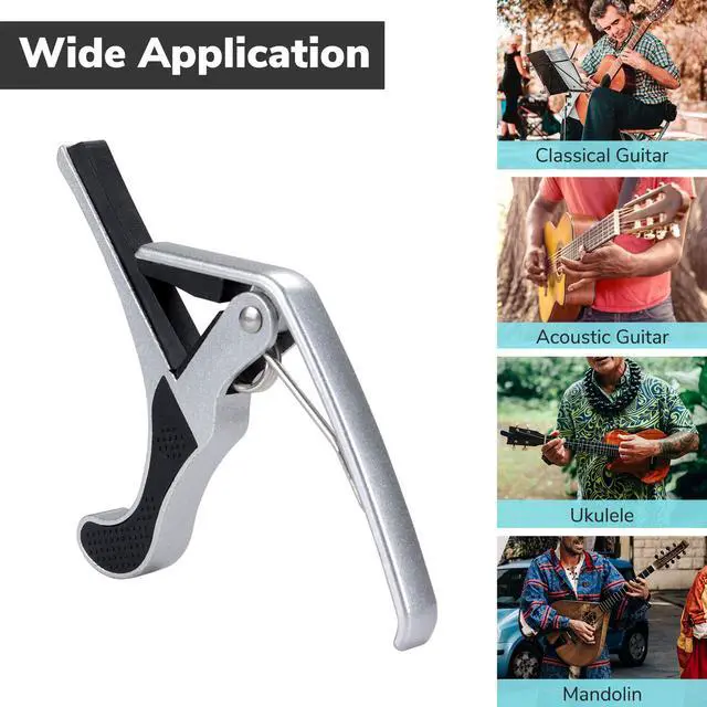 Alt view image 6 of 11 - Change Tune Clamp Key Trigger Capo For Acoustic Electric Classical Guitar Silver