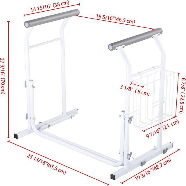 Alt view image 5 of 7 - Yescom Toilet Safety Rails Frame,Elderly Assistance Products Handles for Seniors Elderly Disabled