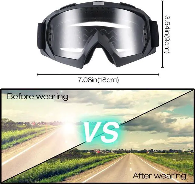 Alt view image 5 of 7 - AHR GOG01 Motorcycle Helmet Goggles Dirt Bike Motocross Riding Glasses Bendable ATV Goggles over Glasses Clear Lens
