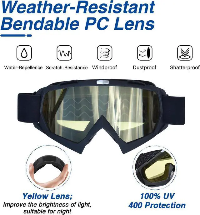 Alt view image 3 of 7 - AHR GOG01 Motorcycle Goggles Riding Motocross Snowmobile Dirt Bike Off Road ATV Lens