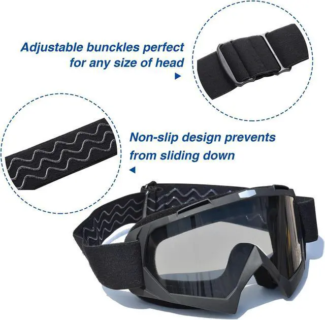 Alt view image 6 of 7 - AHR GOG01 Motorcycle Goggles Riding Motocross Snowmobile Dirt Bike Off Road ATV Lens