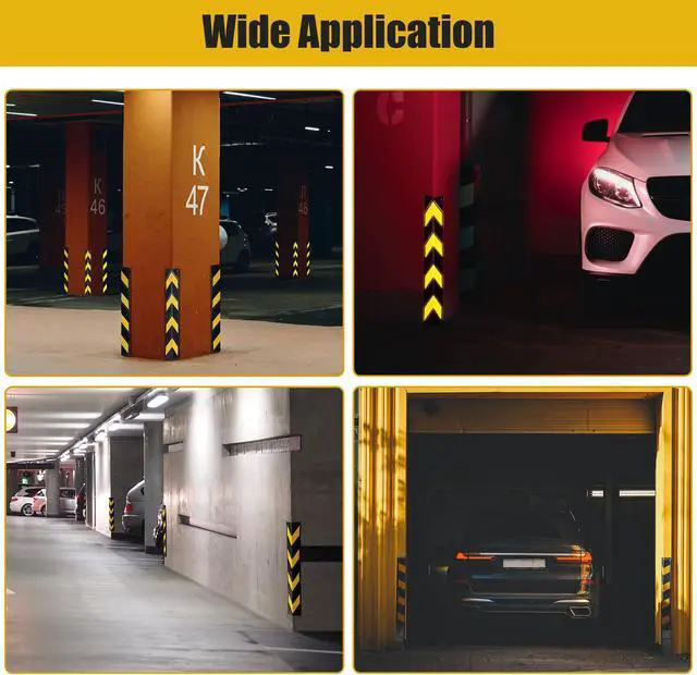 Alt view image 5 of 7 - 31" Rubber Corner Guard Wall Corner Protector with Reflective Yellow Strips for Garage 2pcs