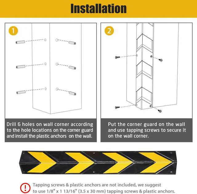 Alt view image 4 of 7 - 31" Rubber Corner Guard Wall Corner Protector with Reflective Yellow Strips for Garage 2pcs