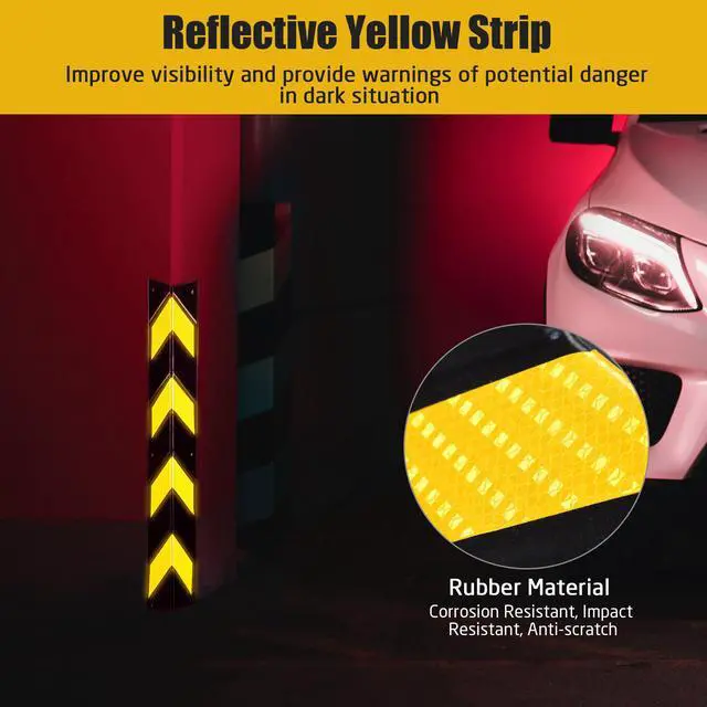 Alt view image 7 of 7 - 31" Rubber Corner Guard Wall Corner Protector with Reflective Yellow Strips for Garage 2pcs