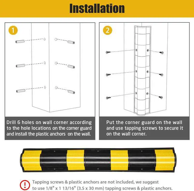 Alt view image 4 of 7 - 31" Rubber Corner Guard Wall Corner Protector with Reflective Yellow Strips for Garage 2pcs