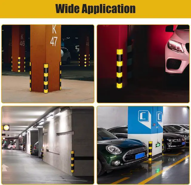 Alt view image 5 of 7 - 31" Rubber Corner Guard Wall Corner Protector with Reflective Yellow Strips for Garage 2pcs