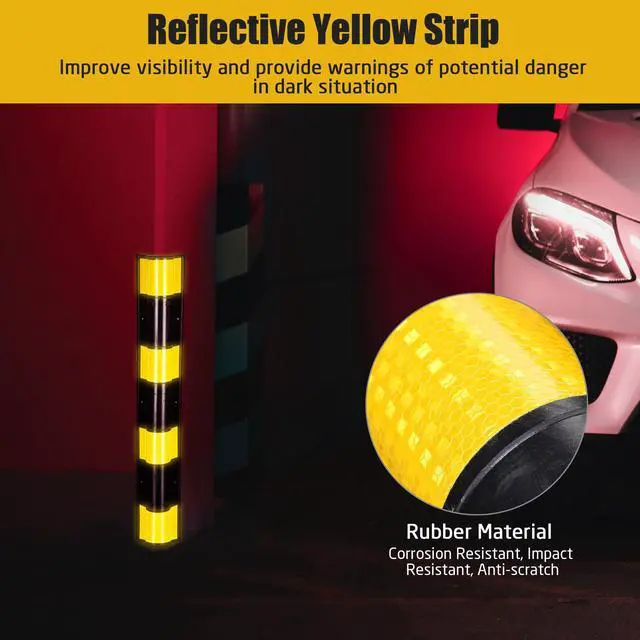 Alt view image 7 of 7 - 31" Rubber Corner Guard Wall Corner Protector with Reflective Yellow Strips for Garage 2pcs