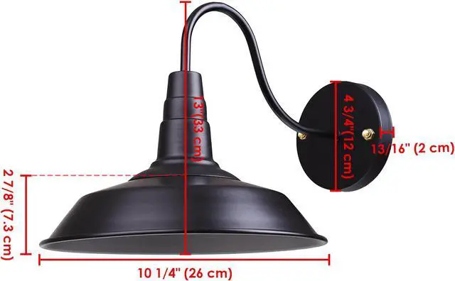 Alt view image 7 of 7 - Yescom Retro Vintage Industrial Wall Sconce Gooseneck Barn Light Metal Shade 2 Pack