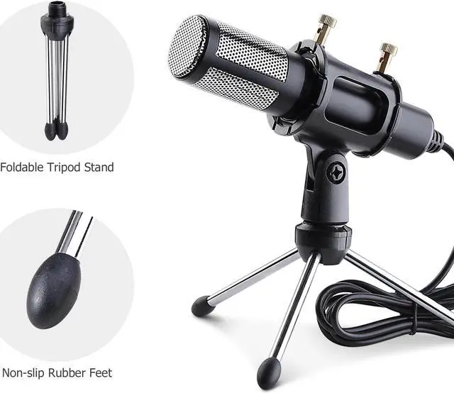 Alt view image 3 of 7 - Condenser USB Microphone w/ Tripod Stand for Game Chat Studio Recording Laptop Computer