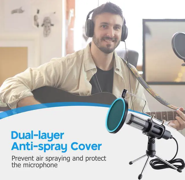 Alt view image 2 of 7 - Condenser USB Microphone w/ Tripod Stand for Game Chat Studio Recording Laptop Computer