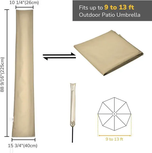 Alt view image 7 of 7 - Yescom Outdoor Patio Umbrella Protective Cover Bag Polyester UV Resistance 9 to 13 Ft