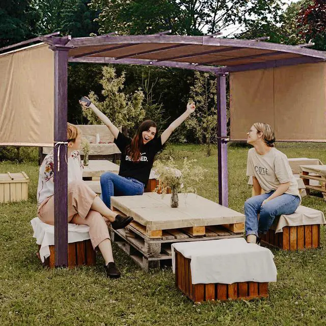 Alt view image 3 of 7 - 17x6.8 Ft  Pergola Canopy Replacement Cover Outdoor Yard Patio Beige 200g UV30+